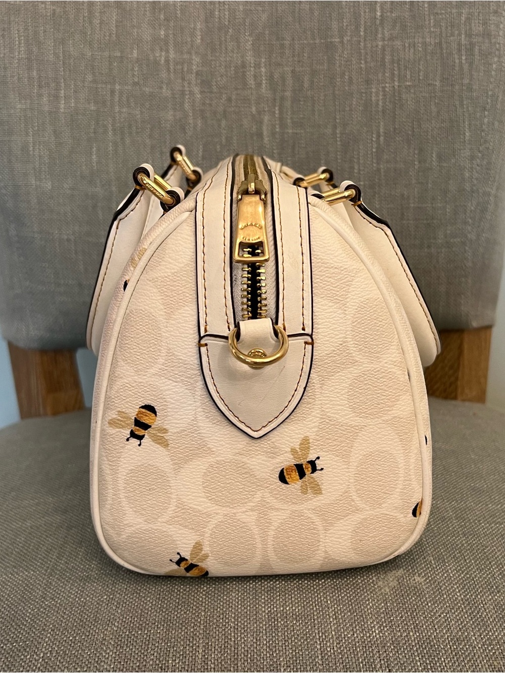 Coach Rowan Satchel Bag in Signature Canvas With Bee Print - Picture 5 of 16